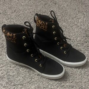 Timberland Black and Leopard Print Women's Sneakers